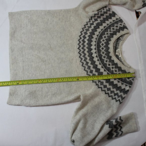 Artisan NY Fair Isle Neutral Knit Cashmere Wool Blend Sweater Top Gray size  XL - Picture 5 of 10